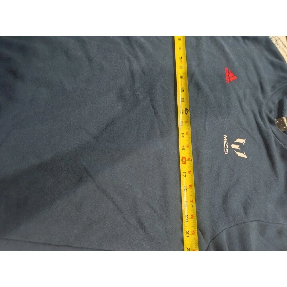 Size Large Adidas MESSI Logo Pullover crewneck Graphic Sleeve Blue